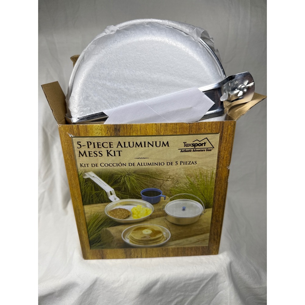 Texsport 5 Piece Aluminum Mess Kit Camping Cookware Set Silver Lightweight New - Picture 3 of 3
